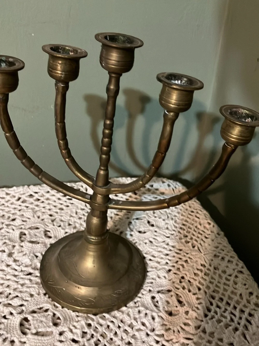 Vintage Brass 5-Arm Candelabra Candle Holder